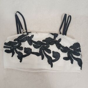 Elliatt White & Black Mesh cropped tank top